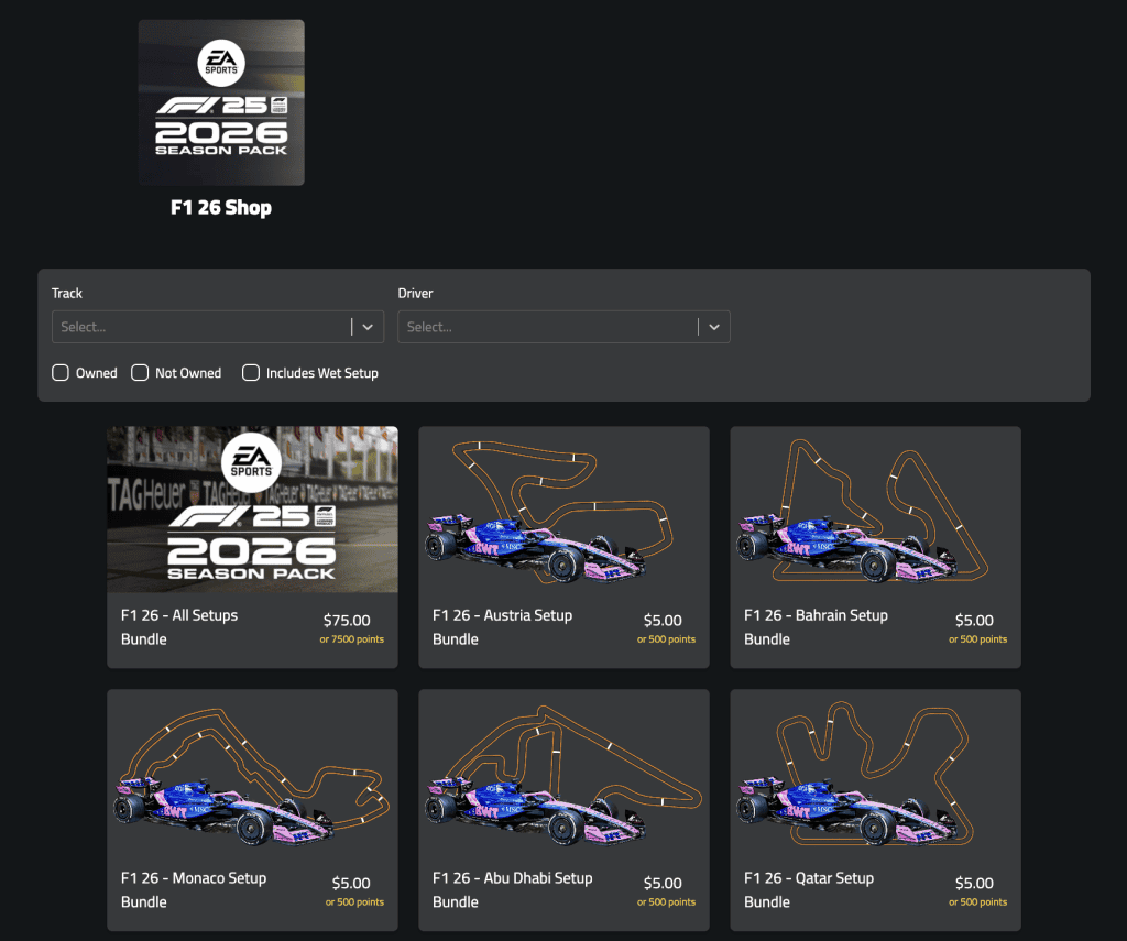 Full F1 26 Setup Library (Track Titan)